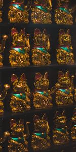 Miscellanea,Miscellaneous,Statuette,Maneki Neko,Golden,Cat,Gold