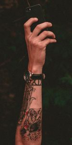 Miscellanea,Miscellaneous,Tattoos,Clock,Hand,Telephone,Tattoo