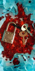 Miscellanea,Miscellaneous,Tinsel,Paper,Sequins,Lock,Keys