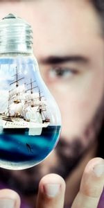 Miscellanea,Miscellaneous,Water,Man,Lamp,Background,Ship