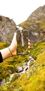 Miscellanea,Miscellaneous,Waterfall,Shooting,Landscape,Hand,Survey,Telephone