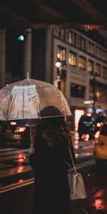 Noche,Miscelánea,Misceláneo,Paraguas,Niña,Calle,Muchacha,Lluvia