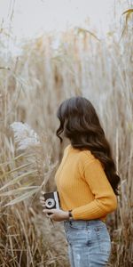 Miscellanea,Style,Cane,Reed,Miscellaneous,Field,Camera,Girl