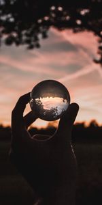 Miscellanea,Sunset,Transparent,Hand,Ball,Miscellaneous,Glass