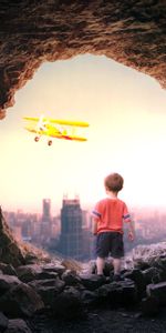 Miscellanea,View,Child,Miscellaneous,City,Airplane,Cave,Plane