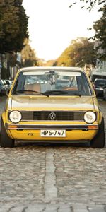 Mk1,Гольф,Желтый,Вид Спереди,Фольксваген (Volkswagen),Тачки (Cars)