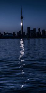 Chemin De La Lune,Passerelle Lunaire,Lac,Toronto,Nuit,Villes