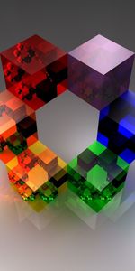 Motley,Surface,Form,Abstract,Multicolored,Glass,Cube