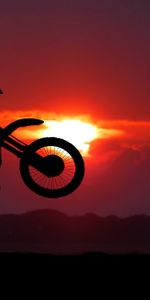 Motorcycle,Trick,Cross,Sunset,Motorcycles,Silhouette,Motorcyclist