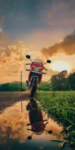 Motorcycles,Reflection,Front View,Motorcycle,Honda,Bike