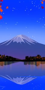 Mountain,Lake,Art,Fuji