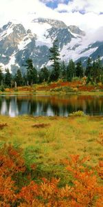 Otoño,Naturaleza,Montaña,Lago,Parque,Washington,Monte Shuksan,El Parque