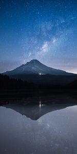 Mountain,Reflection,Dusk,Twilight,Lake,Nature,Starry Sky