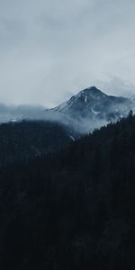 Mountain,Top,Trees,Clouds,Nature,Vertex,Landscape