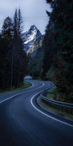 Mountain,Top,Winding,Sinuous,Nature,Trees,Vertex,Road