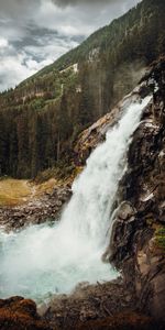 Mountain,Waterfall,Slope,Trees,Nature,Landscape