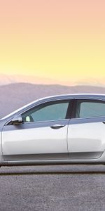 Acura,Akura,Argent Métallisé,Argent Métallique,Tsx,Le Tsx,Style,2008,Montagnes,Voitures,Coucher De Soleil,Vue De Côté