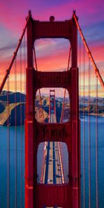 Mountains,Bridge,Nature,Sunset,Road