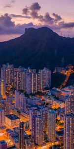 Mountains,City,Lights,Apartments,Cities,Building