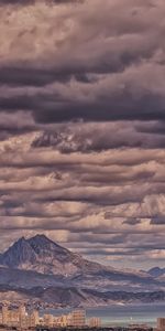 Mountains,Clouds,Bay,Nature,City