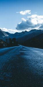 Mountains,Clouds,Road,Asphalt,Nature,Direction