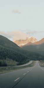 Mountains,Clouds,Road,Markup,Nature,Trees