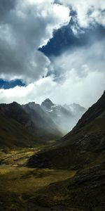 Mountains,Clouds,Rocks,Slope,Nature,Fog