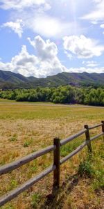 Mountains,Clouds,Shine,Light,Fencing,Noon,Sun,Road,Enclosure,Nature