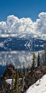 Mountains,Clouds,Snow,Lakes,Landscape