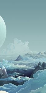 Mountains,Clouds,Vertex,Tops,Art,Planet