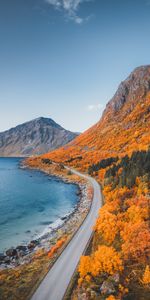 Mountains,Coast,Road,Nature,Autumn