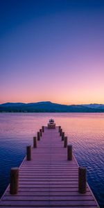 Mountains,Lake,Dusk,Nature,Pier,Twilight