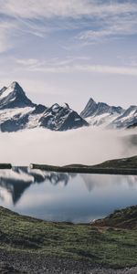 Mountains,Lake,Fog,Nature,Landscape