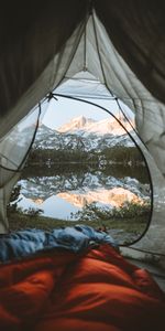 Mountains,Lake,Miscellanea,View,Tent,Nature,Miscellaneous