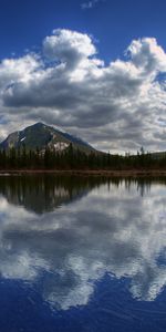 Mountains,Lake,Reflection,Surface,Panorama,Nature,Clouds