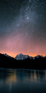Mountains,Lake,Starry Sky,Dark,Night,Landscape