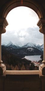 Mountains,Lake,View,Column,Columns,Nature,Arch,Landscape