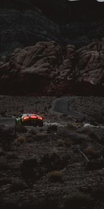 Mountains,Lights,Car,Relief,Cars,Rocks,Sports,Sports Car,Headlights