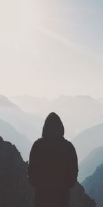 Mountains,Miscellanea,Miscellaneous,Loneliness,Fog,Silhouette,Hood