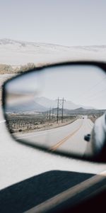 Mountains,Miscellanea,Miscellaneous,Road,Car,Machine,Mirror