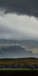 Mountains,Nature,Fog,House