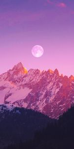 Mountains,Nature,Night,Violet,Landscape,Purple,Moon