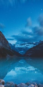 Mountains,Night,Lake,Nature,Landscape,Dark