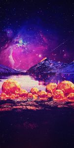 Mountains,Night,Shining,Lake,Miscellanea,Universe,Miscellaneous,Balls