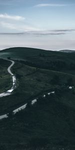 Mountains,Road,Fog,Winding,Sinuous,Nature