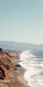 Mountains,Rocks,Coast,Fog,Nature,Sea