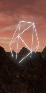 Mountains,Rocks,Miscellanea,Miscellaneous,Figure,Neon,Geometric