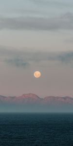 Naturaleza,Montañas,Noche,Niebla,Mar,Luna