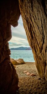 Mountains,Sea,Nature,Cave,Beach