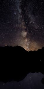 Mountains,Silhouette,Starry Sky,Dark,Night